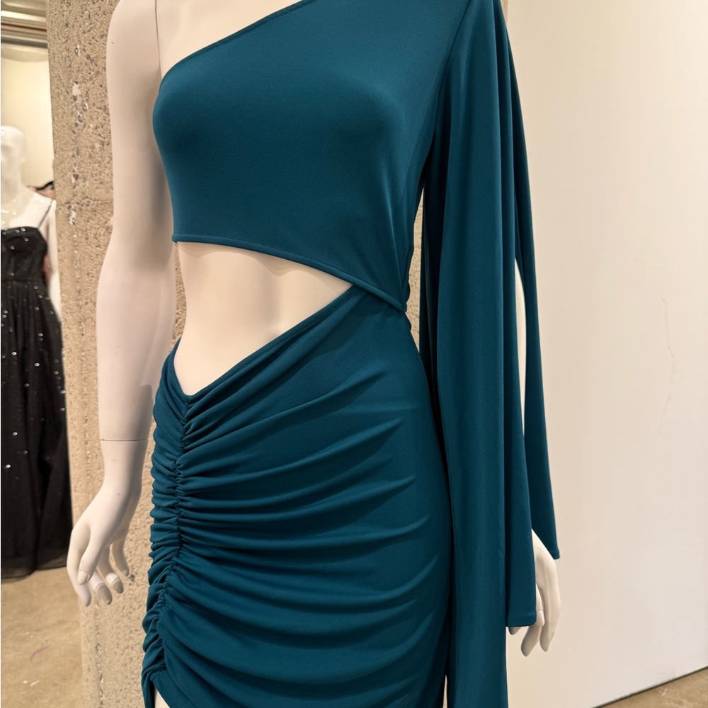 Elegant Teal One-Shoulder Dress